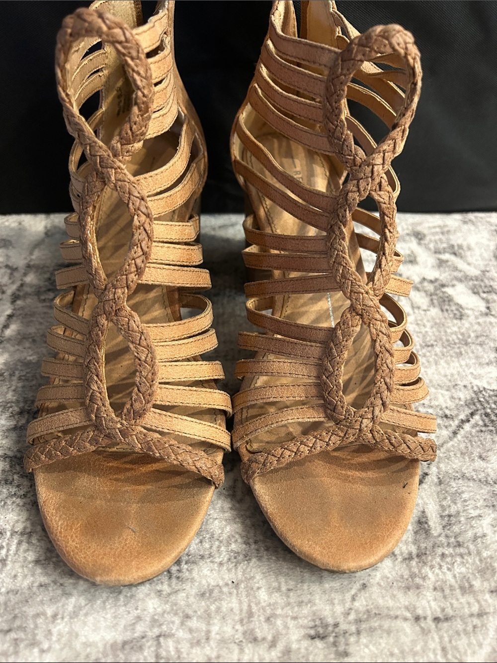 Report Braided Strappy Heeled Sandal — Tan